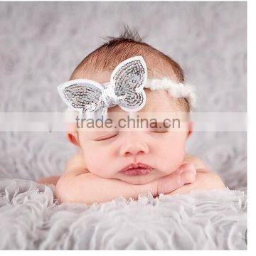 Fast Delivery Hot Various Colors Flower Sequin Baby Girl Bow Headbands for Girl Hair Sequin Cute Colorful Shiny Mixed Acessories photo-4
