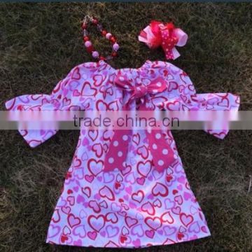 baby girls Valentine dress with matching hair bows and chunky necklace set