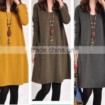 New Women Autumn winter Long Sleeve Knitted Evening Party Casual Loose Dress