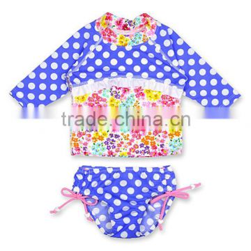 New Style Girl Sportswear With Purple And Pink Polka Dot Girls Rashguard Set Girls Wear G-NP-TR905-315