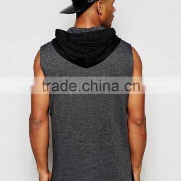 Longline Sleeveless Hoodie With Drop Armhole photo-4