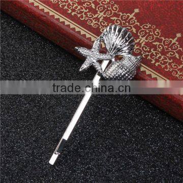 Conch /Sea Snail Silver Tone Starfish Pattern Clip In Hair photo-2