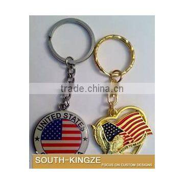 United States Aluminum Alloy/Gold Plated Embossed Metal Keychain