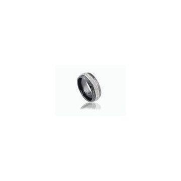 Jewelry Black Cutting Ceramic Silver Ring Rhodium Plated , Silver Thumb Rings CSR0294