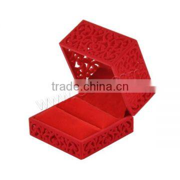 Red Hollow Velveteen Custom Ring Jewelry Box