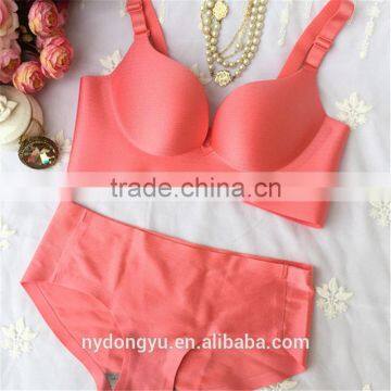 peach women breathable seamless bra /ysm 10 color push up wireless bra set/ top quality women bra panties two piece set