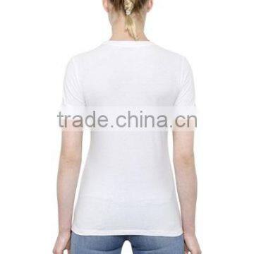 OEM China Manufacturer Silk Screen Printing White T-Shirts For Women,Girls Short Sleeve Slim Cotton T Shirts photo-4