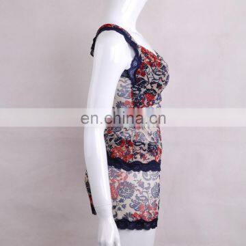 2015 Flower Printed Sleeveless Ladies Bra and Panty Sets Camisole photo-3