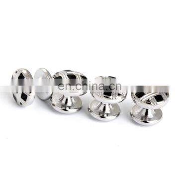 Popular Metal Studs Black Sliver Cufflinks With Buttons photo-5