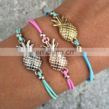 Pineapple charm elastic cord bracelet