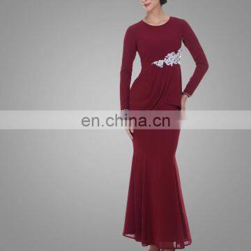 Malaysia Beautiful Traditional Dress Embroidered Design With High Quality Baju Kurung For Women Muslim Long Dress photo-5