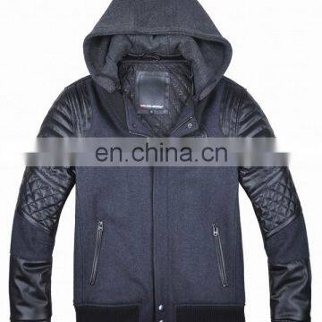 2014 new design wool with pu leather jacket