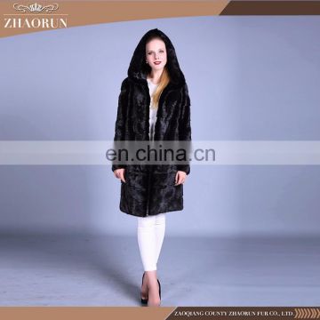 Customized design winter mink fur coat vintage long black fur coats sale