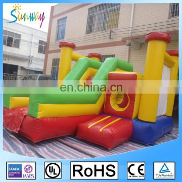 OEM Yello Blue Green Red Inflatable Combo Bouncers Moonwalk With Round Tunnel And Slide