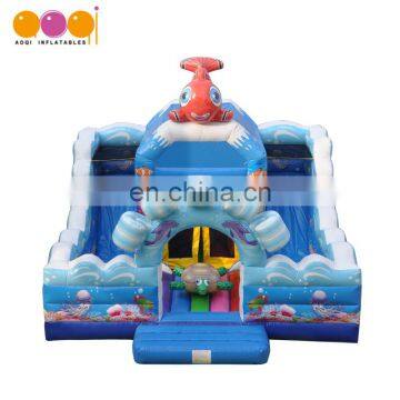 Custom inflatable combine slide bouncer with ocean painting