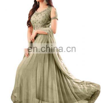 Ladies Georgette Anarkali Suit With Zari Embroidery For Party Wear 2017 photo-2