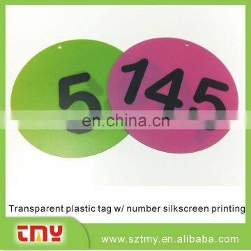 0.5mm thickness plastic tags with numbers