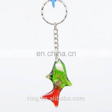 Multicolor Three-dimensional Amber Resin Shells Water Plants Shark Fish Acrylic Keychain photo-3