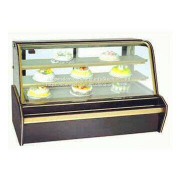 Big Capacity Cake Display Glass Freezer With Arc Shape Curve Gla