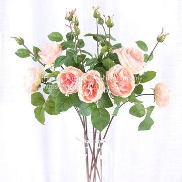 Cheap Price Faux Flowers 2 Heads Silk White Crystal Rose photo-3