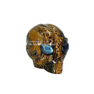 ocean jasper alien skull head with labradorite eye