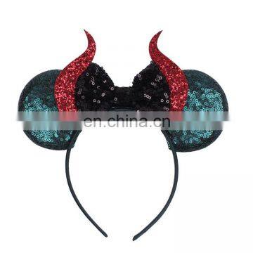 Halloween Minnie Ears Headband Minnie Headband And Bow Custom Hair Wraps photo-5