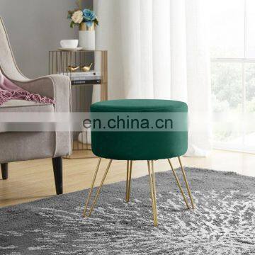 Reatai Customized Round Metal Leg Storage Ottoman Stool Modern Style Velvet Ottoman Stool