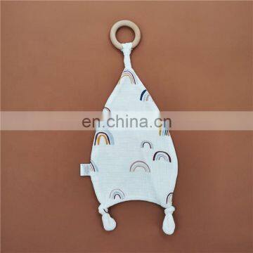 Rainbow Print Organic Cotton Muslin Comforter Blanket Burp Cloth New Born Baby Gift Set photo-5