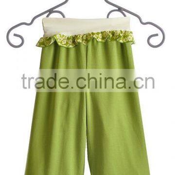 new design green baby girl maxi outwear pant knit ruffle bottom pants capri pants