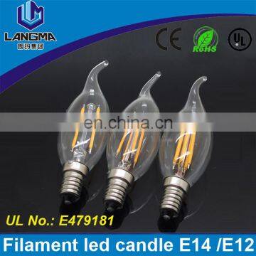 Langma High Quality AC 110v 2w 4w Christmas E12 Led Flicker Flame Candle Light Bulbs Cob Decorative Filament Warm White photo-2