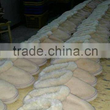 Warm Plush Fur Collar Cow Suede Upper Sheepskin Lining Men Leather Slipper photo-6