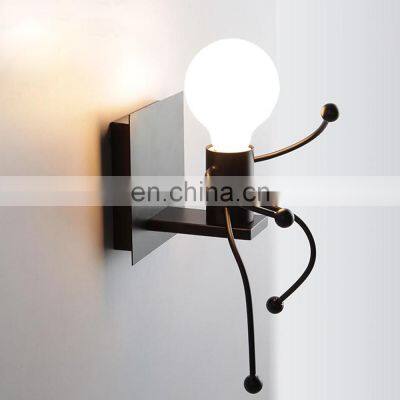 Creative Metal Cartoon Character Design Loft Bedside LED Wall Lamp E27