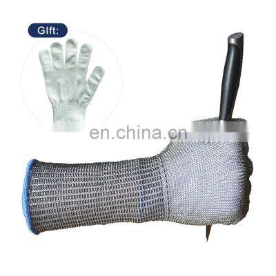 36cm Extra Long Butcher 316L Stainless Steel Chain Mail Mesh Knuckle Glove Cut Resistant Working Gloves