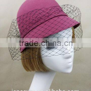 New Style 100% Wool Felt Winter Hat With Veil photo-2