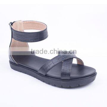 Upper Embossing Latest Designs Flat Zipper Sandals Made in China for Ladies photo-2