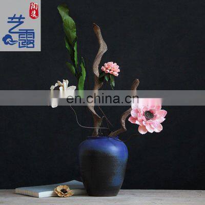 Modern Chinese rough pottery mini ceramic flower pot