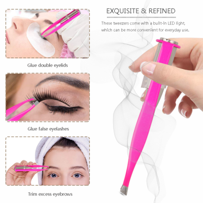 LED Light Stainless Steel Eyebrow Tweezers for Men and Women Personal Beauty Care photo-3