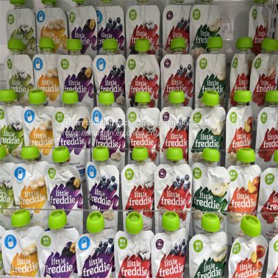 Spinach, Apples & Swedes Organic Puree Pouch China manufacturer custom plastic stand up spout pouch Reusable liquid spout pouch bags baby food packaging