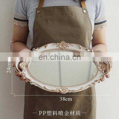 Mirror Tray Table Perfume Vanity Home Decor Round Jewelry Luxury Gold Glass Acrylic Decorative Retro Antique Mirror Serving Tray