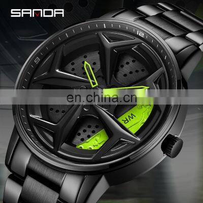 SANDA P1087 Fashion Brand Quartz Watch Luxury Men's Watches Wheel Series Waterproof Men Wristwatch