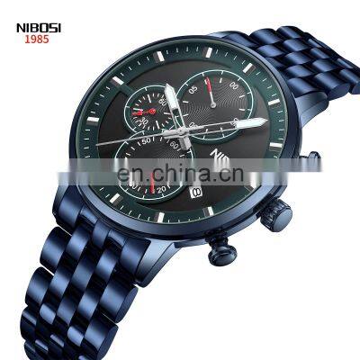 NIBOSI 2531 Montre Luxe Homme Three-Eye Six-Pin Chronometer Quartz Watch with Calendar