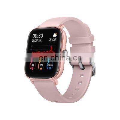 Shenzhen Factory P8 Sports Clock Heart Rate Blood Pressure Monitor Square Smart Watch for Men Women