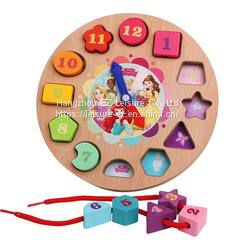 Wooden String Clock Puzzle Toy Geometry Education Toys