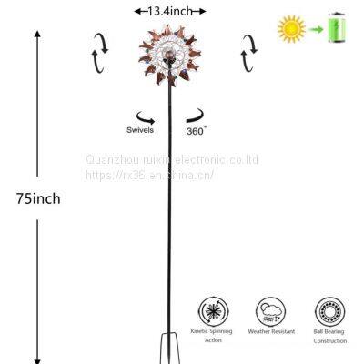 Solar Wind Spinner Multi-Color LED Lighting With Kinetic Wind Aculptures photo-2