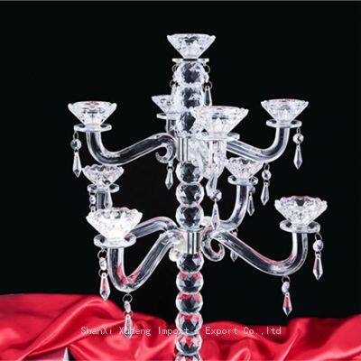 Factory Supply New Design Table Top Hanging Crystal Beads Crystal Chandelier Lighted Wedding Centerpiece photo-4