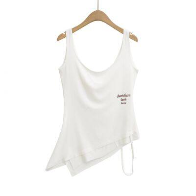 2025 summer new American white camisole vest for women, slim fit and slimming, spicy girl sleeveless backless top for women