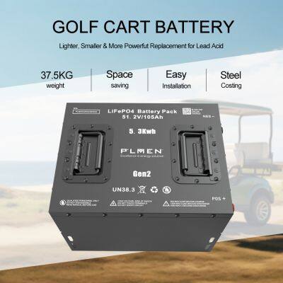 IP67 OEM ODM 48V 100Ah 105AH LFP Battery with Smart BMS 51.2V 105Ah Lifepo4 Battery Pack for Golf Cart
