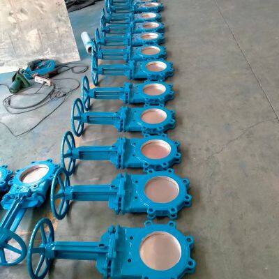 DN500 Soft Seal Resilient Seat CI DI GGG50 Ductile Iron Pn10/16 Wafer Type Knife Gate Valve With Hand Wheel photo-5
