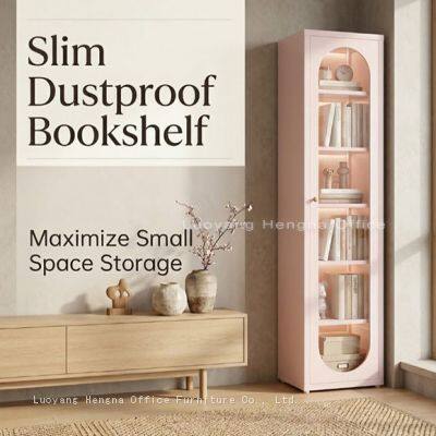 French Arch Steel Bookcase Wholesale With Fluted Glass Door, 78.7