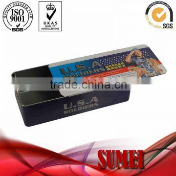 rectangular tin box with sliding lid